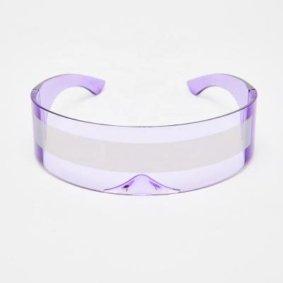 China Fashion Sunglasses Factory Direct Selling Purple Mirror Shield Sunglasses Shade Case Futuristic Lenses for sale