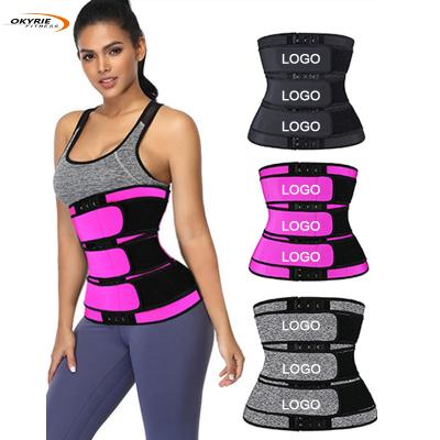 China Okyrie Breathable 2 Layers Strong Compression Neoprene Latex Black Belly Slimming Waist Trainer Trimmer Belt Band for sale