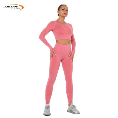 China OKyrie Lightweight Workout Running Sports Culture Top Seamless High Waist Sports Shorts Yoga 2 Piece Equipments For Women for sale