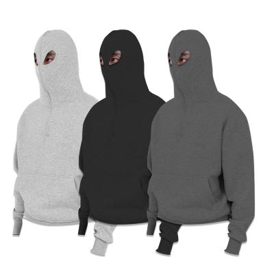 China Custom Unique Design Anti-wrinkle Balaclava Face Cover Hoodie Men's Half Zip Hoodie With Oken Eyes Sweatshirt for sale