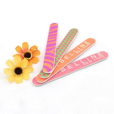 China Custom 100/180 Tip Sands Manicure Professional Nail File Emery Logo Pink Nail File for sale