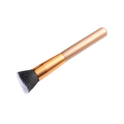 China Custom Rotating Base Face Metal Yellow Mink Goats Hair Cylinder Cheap Red Wooden Red Head Cosmetic Brush Makeup Brush for sale