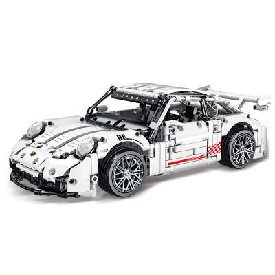 China Building Toy White Racing Car Static Version Model Auto MOC Vehicle Bricks DIY Bricks Building Blocks Set For Kids Gifts for sale