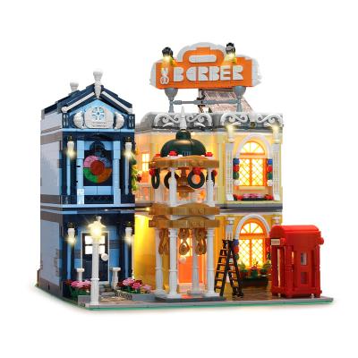 China Construction Toy Street View Series Barber Shop DIY Assembly City Architecture Mini Model Building Blocks Gift Toy Set for sale