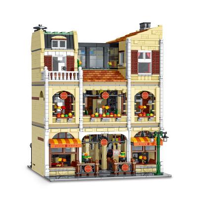 China Toy City Street View Pizza Building Bricks Model MOC Creative Housing Building Blocks Large Set Toys For Christmas Gift for sale