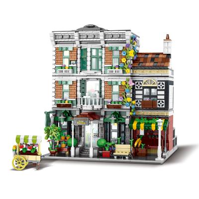 China Building Toy City Town European Classic Garden Center Model Flower Shop DIY Brick Building Blocks Set Compatible Gift for sale