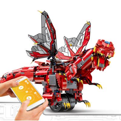 China APP Programming Toys Programming APP RC Technic Dragon Assembled Brick DIY Electric Dinosaur Toy Big Building Block Set for sale