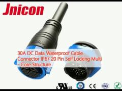 30A DC Data Waterproof Cable Connector IP67 20 Pin Self Locking Multi - Core Structure