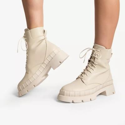 China Fashion Women's Fashion Trend Ankle Strap Platform Ankle Boots Lace Up Winter Chunky Boots Woman Shoes for sale