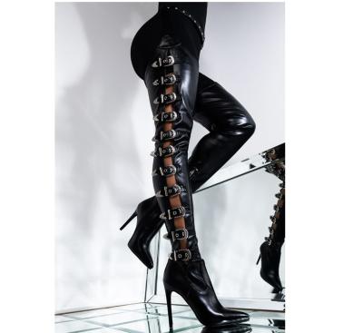 China Fashion Trend OEM/ODM Sexy Luxury Women's Boots Triple Over The Knee Belt Boots Offer Decorative Buckle Long Boots for sale