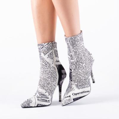 China Knit sock boots knit ankle boots wholesale sexy heeled log sock boots women print sock stilettos for sale