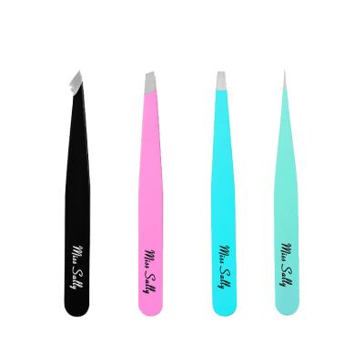 China Hot Selling Reusable Colorful Stainless Steel 4PCS Beauty Eyebrow Tweezers Sets for sale