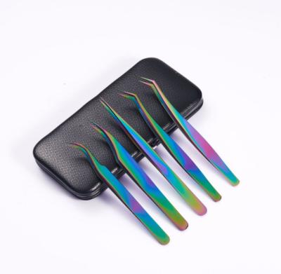 China Custom Private Label Eyelash Tweezers Stainless Steel Titanium Eyelash Eyebrow Tweezers Set With Case for sale