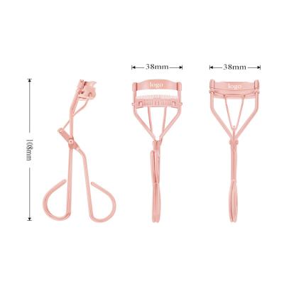 China Makeup Tools Non-Specific Logo Pink Eyelash Curler Stainless Steel Eyelash Curler with Detachable Brush Comb for sale