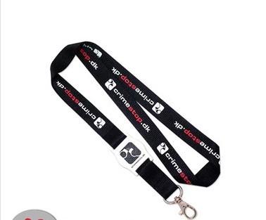 China Black Logo Printing Id Badge Lanyard With Metal Quick Release Detachable Buckle for sale