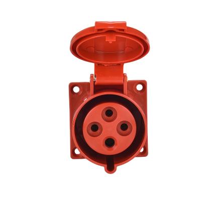 China Factory new arrival industrial pp380-415V ip44 red angled panel socket for sale