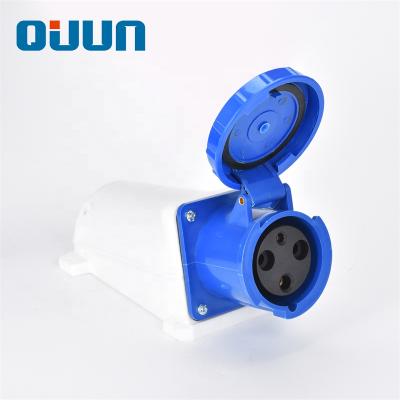 China QJUN 3 pin 63A high quality industrial wall socket for sale