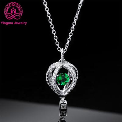 China New Arrival Trendy 925 Sterling Silver With Gold Plating Jewelry Round Shape Green Green Pendant Necklace For Women for sale