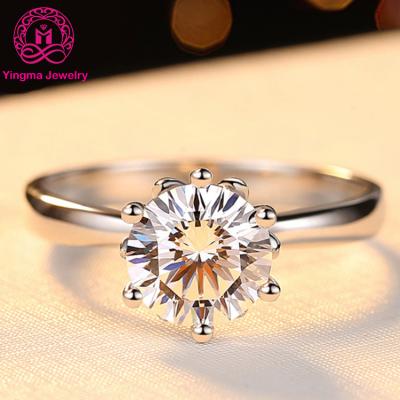 China CLASSIC hot sale moissanite jewelry moissanite rings 1carat engagement diamond moissanite ring sterling silver for women for sale