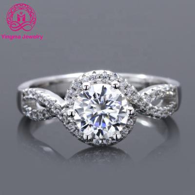 China 1ct D Color VVS CLASSIC White Moissanite Rings 925 Sterling Silver Fancy Moissanite Ring Gold Plated Diamond Wedding Engagement Ring for sale