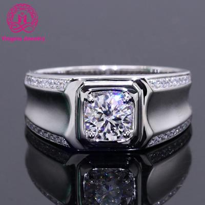 China Good quality CLASSIC rings for men 925 sterling silver with moissanite engagement ring fancy gold plated wedding rings for men for sale