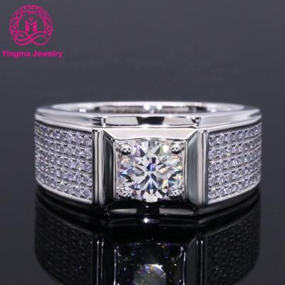 China vvs CLASSIC luxury moissanite ring men use 925 sterling silver moissanite rings with GRA cerficate men wedding rings for engagement for sale