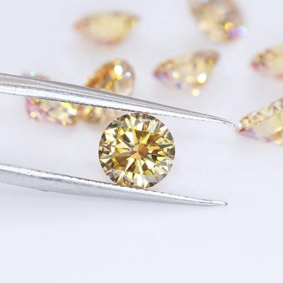 China Factory price sparkle wholesale 6.5MM 1CT 2CT 3CT round cut moissanite yellow diamond with GRA certificate for sale