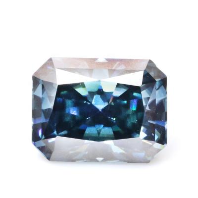 China Hot Selling Sparkle Unique Radiant Cut 2ct 3ct 6x8mm 7x9mm VVS Blue Moissanite Diamond for sale