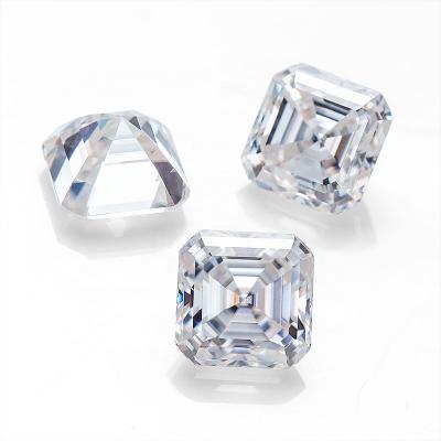 China Sparkle 5x5 6x6 7x7 8x8mm D VVS high quality asscher cut loose moissanite stone white moissanite for sale