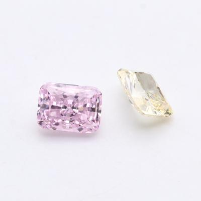 China High cut 3EX loose CZ stone 6A game or fire color rectangle octagon zircon synthetic stone 6x8mm radiant yellow pink shape qualilty for sale