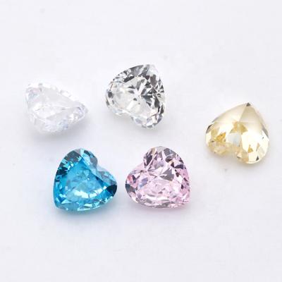 China Factory Direct Wholesale AAAAAA Fire Color Set Or 8x8mm Zircon Crushed Iced To Cut Synthetic CZ Gems Heart Shape Loose CZ Stones for sale