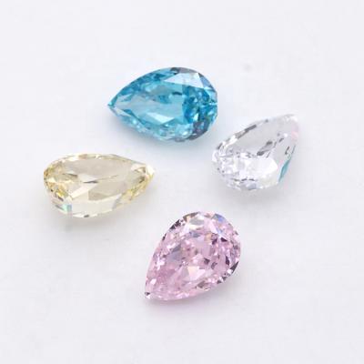 China Good Quality Grade 6A Game Or Fire 6x9mm Color Synthetic CZ Stones Zircon Price Crushed Ice Cut Pear Shape Loose Stone Zircon for sale