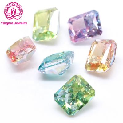 China High Quality Octagon Shape Stones CZ Cut 10*12 Mm Radiant Iced Tourmaline Zirconia Synthetic Stones Set Or Fire Color Stones for sale