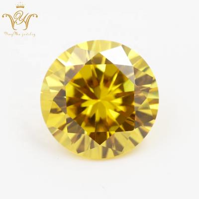 China Fire Zircon Lab Created European Machine Cut Or Color Play Around Golden Yellow CZ Stone for sale