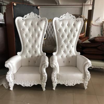 China Hot Sale Modern Cheap Royal King Queen White High Back Throne Luxury Wedding Chairs Banquet Chairs for sale