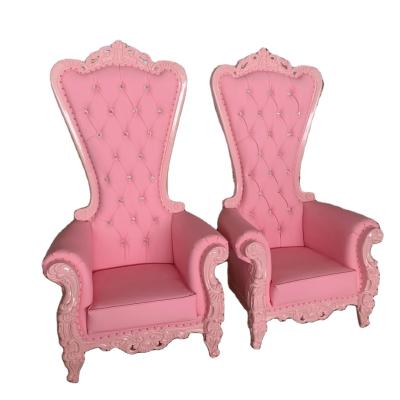 China Modern Frame Wedding King Gold Queen Royal Chairs Wholesale Upholstery Fabric Pink Wooden Throne Chair for sale