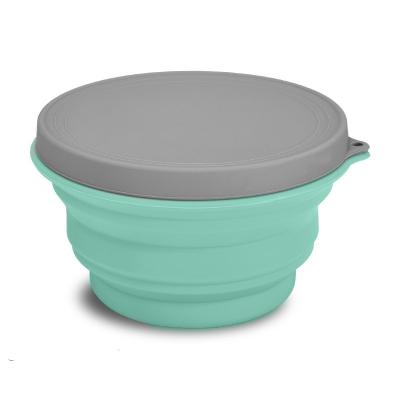 China 500ML or 1000ML Collapsible Silicone Collapsible Bowl with Lid Folding Bowl Travel for Camping, Hiking, Heat Resistant Expandable Bowl for sale