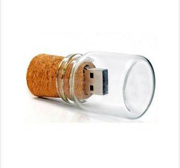 China Creative promotional Crystal Message bottle glass jar usb flash drive dp304 for sale