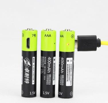 China best quality 1.5V AAA 400AWH NI-MH USB Rechargeable lithium battery+1USB cable for sale