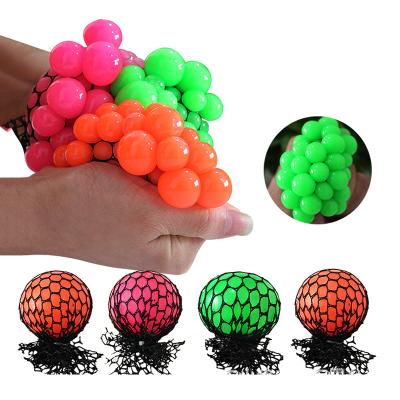 China Bead Water Walking Ball Rubber Squeeze Grape Ball Toy Mesh Squishy Ball 5cm 6cm for sale