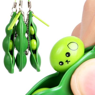 China Stress Relief Squeezed Bean Vent Toy Soybean Keychain Phone Bag Stress Relieve Fidget Funny Toy for sale