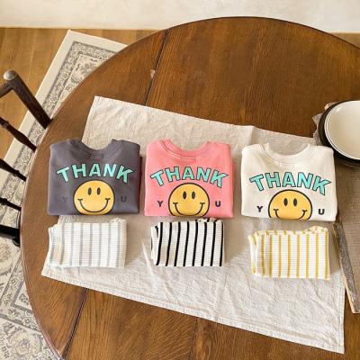 China 2021 Anti-Shrink New Fashion Cartoon Baby Sweatshirt Kids Infant Boy Smiley Print Sweatshirt For Girl Cute Tops Casual Long Sleeve T-shirts for sale