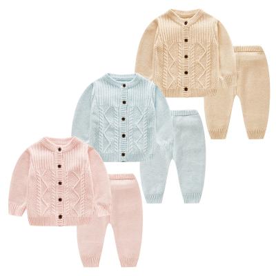 China Spring and Autumn Infant Sweater Cotton Knitted Children's Casual Sets 0-2 Years Old Boys and Girls Korean Version Children's Set for sale