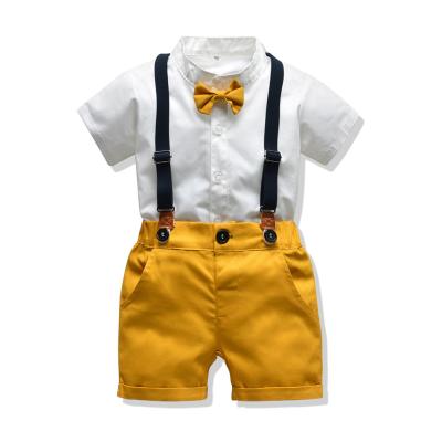 China NEW Summer Casual Toddler Baby Boy Clothes Short Sleeve Shirts+Suspenders Shorts Infant Outfits for sale