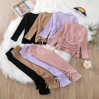 China Girls Casual European American Pants In Autumn Winter Drawstring Sweater Tops And Casual Bottoming Pants 2pcs Set for sale