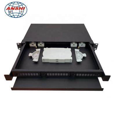 China FTTH FTTB FTTX Network ANSHI 19 Inch Port Rack Mount 24 SC/UPC ODF Fiber Optic Patch Panel for sale