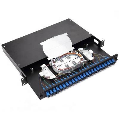 China FTTH FTTB FTTX Network ANSHI 19 Inch Rack Mount 12 Ports 24 Cores SC/UPC ODF Fiber Optic Patch Panel for sale