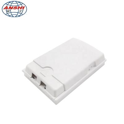 China FTTH ANSHI 2 core indoor wall mount box slip box FTTH terminal fiber optic distribution box for sale