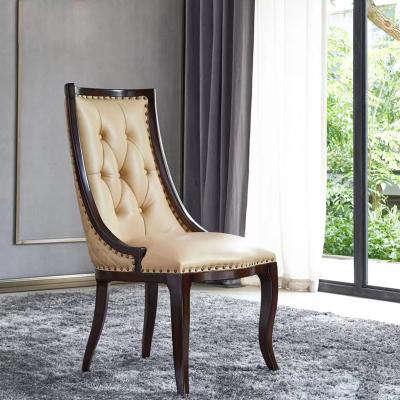 China Damoo DE LUXE Luxury Wood Furniture Dining Chair High Quality Wood Legs Leather Cover Home Use Dining Chairs for sale