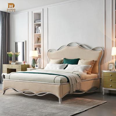 China White Gold Luxury Tufted Classic Damoo Style Bed Room LUXURY Hot Selling American Bed Set for sale